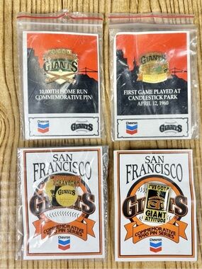 Lot of 4 San Francisco Giants Commemorative Pin Series Chevron 90s SF Lapel Hat